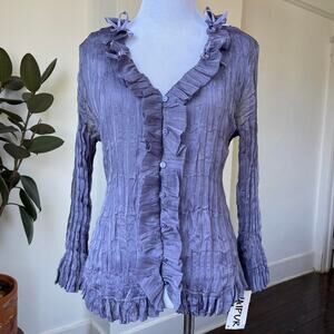 Vintage Y2K Deadstock Periwinkle Bow Collar Blouse